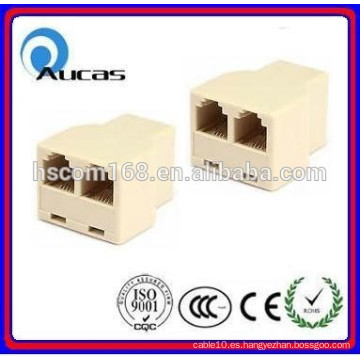 Alta calidad ABS RJ11 hembra a hembra conector de teléfono jack adaptador divisor